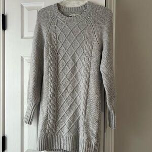 American Eagle Outfitters Light Gray Cable Knit Sweater Dress